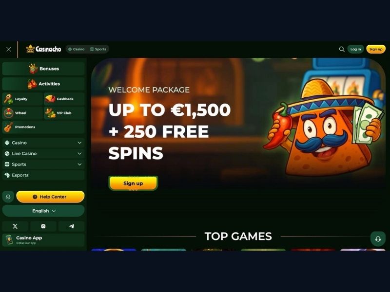 Pakiet powitalny i Niedzielna Przeładowanie Casinacho Casino Nacho Casino