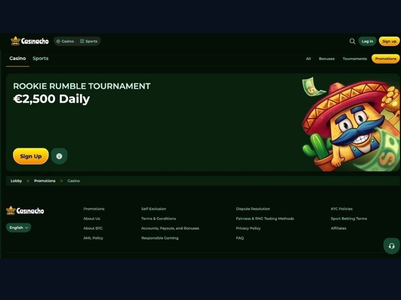 Panel gracza Casinacho Casino po rejestracji — live casino cashback i turnieje